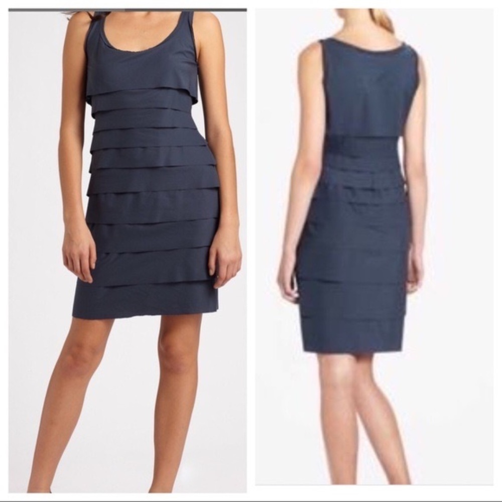 BCBGMaxAzria Sleeveless Scoop Neck Pleated Bodycon Persimmon Sawyer Dress Sz 4 - Picture 2 of 12